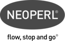 Zu sehen ist das Logo von Neoperl mit dem Claim flow, stop and go