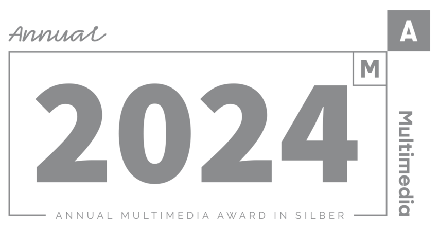 Zu sehen ist das Signet des Annual Multimedia Award in Silber aus dem Jahr 2024. 